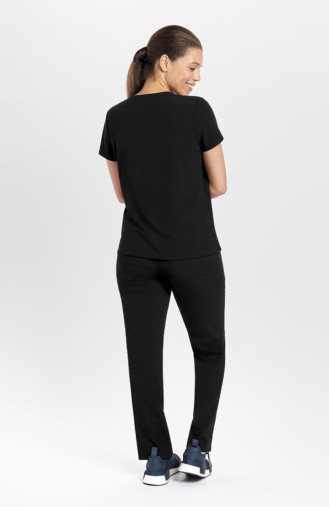 Mayfair V Neck 2-Pocket CORE Scrub Top Black - DOLAN